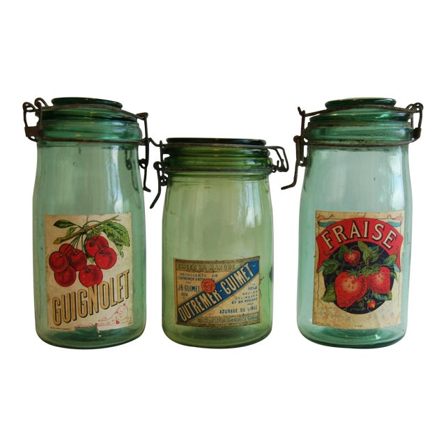 1930s French Canning Preserve Glass Jars Set of 3 Chairish
