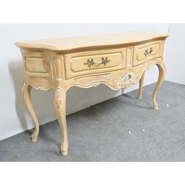 White Louis XV Carved Distressed Console Table For Sale - Image 8 of 8