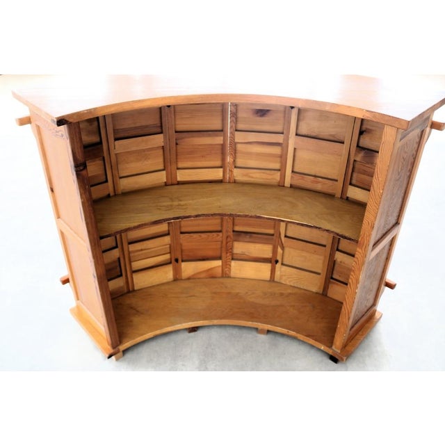 Wood Brutalist Bar and Bar Stools in Pine, 1970s, Set of 4 For Sale - Image 7 of 12