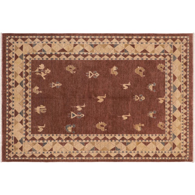 Brown Shabby Chic Gabbeh Brown/Beige Wool Rug - 7'8'' X 9'11'' For Sale - Image 8 of 10