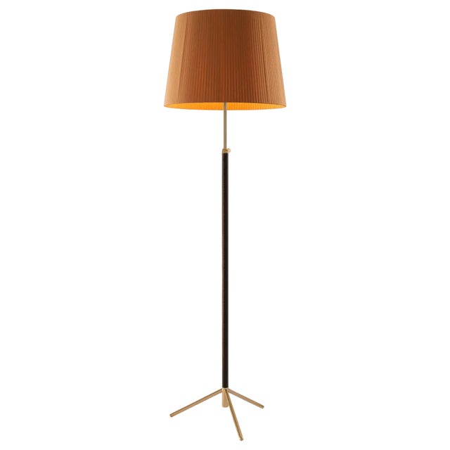 Mustard and Brass Pie De Salón G1 Floor Lamp by Jaume Sans For Sale
