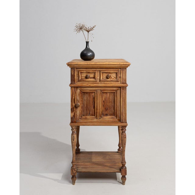 Gold 1900-1909 France Golden Oak Carved Oak Bedside Cabinet For Sale - Image 8 of 10