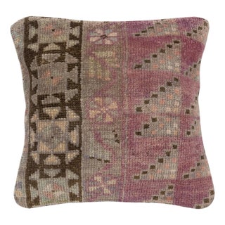 16"x16" Rustic Handmade Cushion Cover. Vintage Rug Pillow. Turkish Toss Pillow For Sale