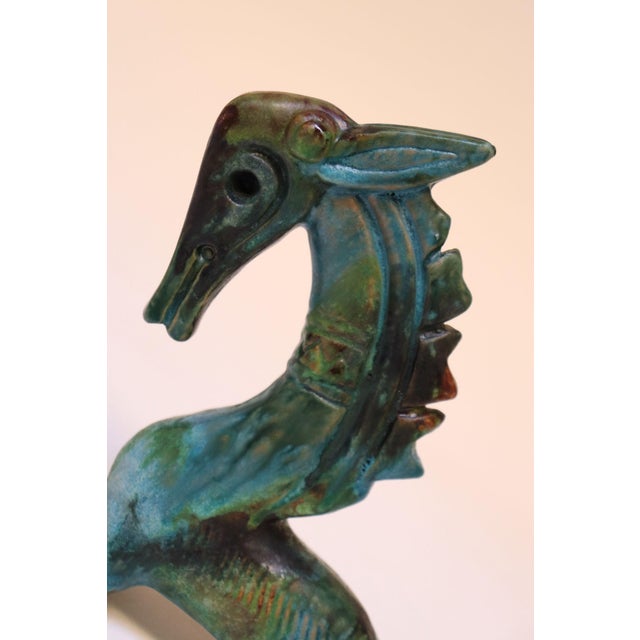 Aqua Pair of Italian Modernist Sea Garden Ceramic Horses by Alvino Bagni for Raymor For Sale - Image 8 of 12