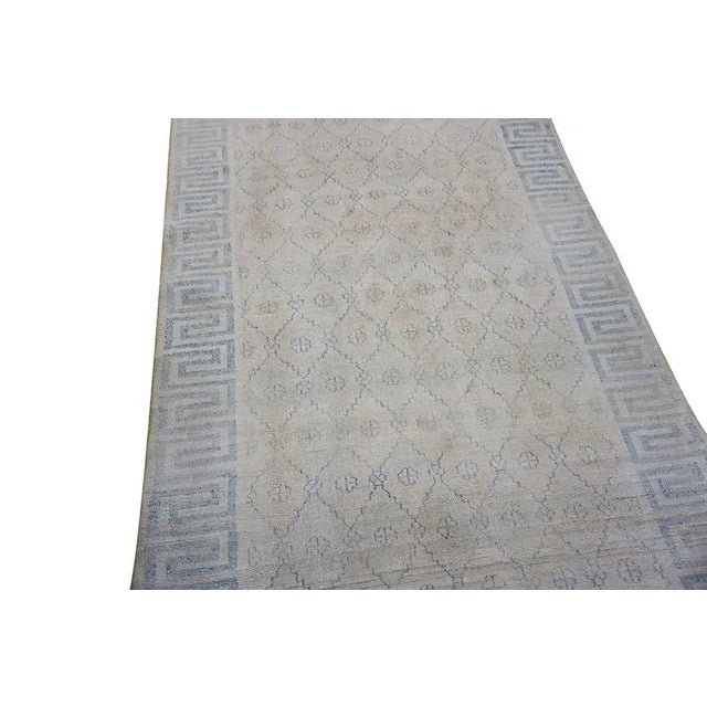 Sky Blue Early 20th Century Indian Cotton Agra Carpet For Sale - Image 8 of 9