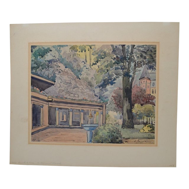 Georges Massie (French 1900-1975) Watercolor "Bagnoles De L'orne. Thermal Establishment", 1957, Signed For Sale