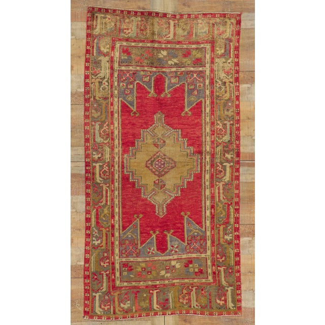 Vintage Red Turkish Oushak Rug - 03'11 X 07'07 For Sale - Image 9 of 10