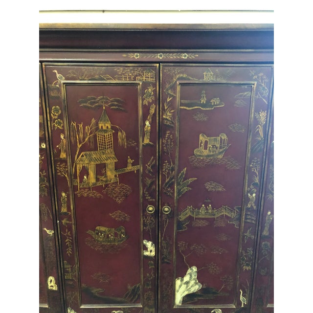 Chinoiserie Maitland Smith Hand Painted Wall Tv Cabinet Chairish