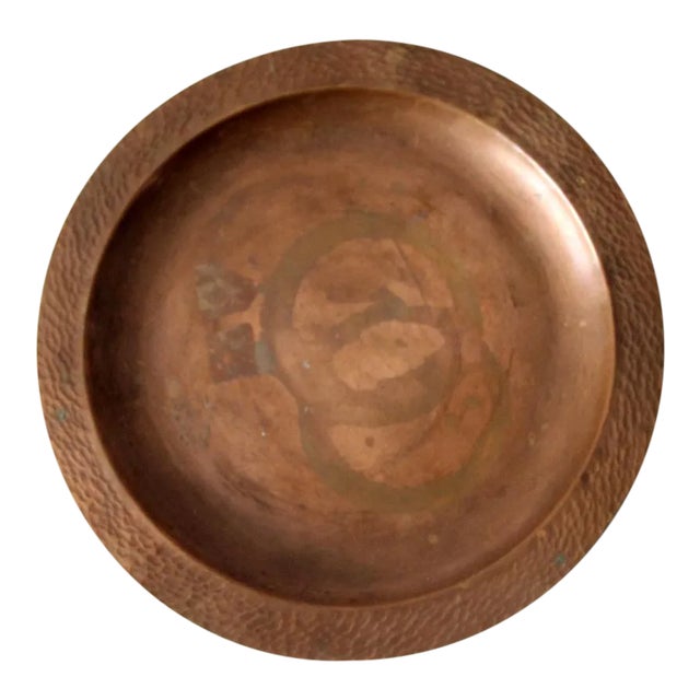 Vintage Hammered Copper Plate For Sale