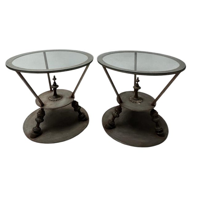 Hollywood Regency Center Tables with Glass Tops, 1980s, Set of 2 For Sale - Image 10 of 10