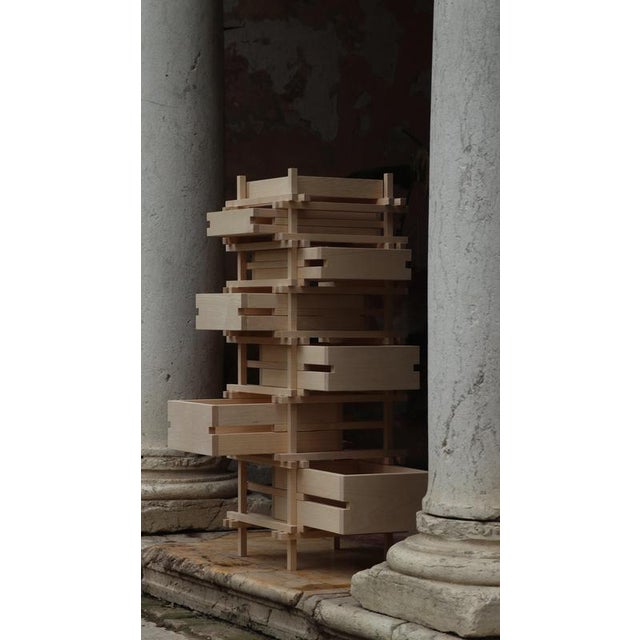 Contemporary Soft Futurism Jenga Chest of Drawers in Ash Wood by Filippo Andrighetto For Sale - Image 3 of 7