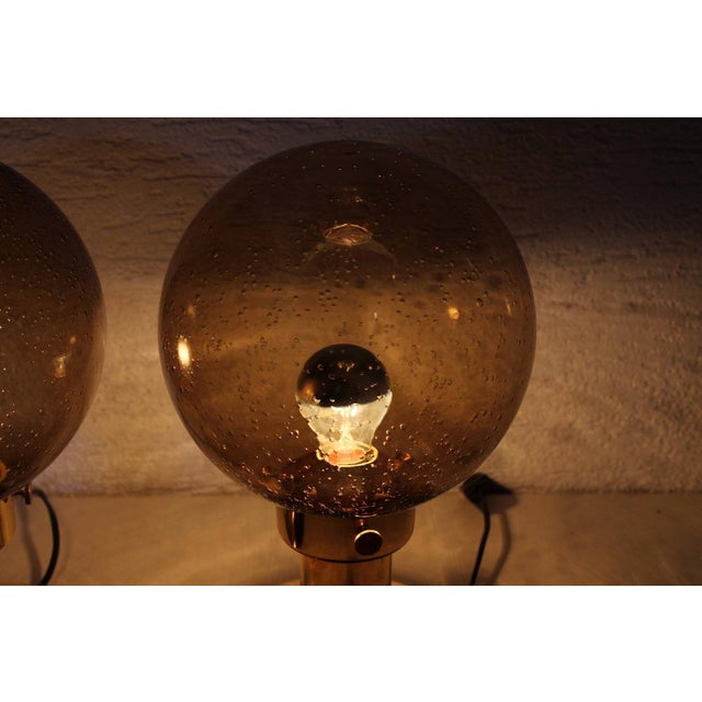 Glass Smoked Glass Space Lamps, 1970s, Set of 2 For Sale - Image 7 of 17