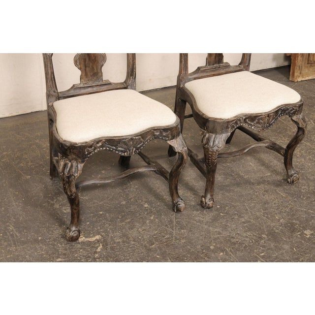 18th C. Pair Swedish Rococo Sidechairs For Sale - Image 10 of 13