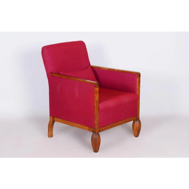 French Art Deco Red Chair in Beech, 1930s For Sale - Image 9 of 9
