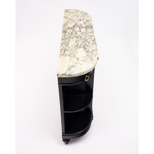 Wood French Louis XVI Style Ebonized Mahogany Buffet Vitrine With Calacatta Marble, Circa 1880 For Sale - Image 7 of 9