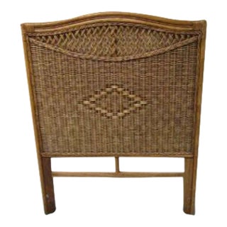 1980s Twin Size Headboard Tommy Bahama Style Dark Tone Wicker Rattan For Sale