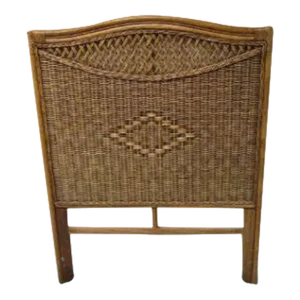 1980s Twin Size Headboard Tommy Bahama Style Dark Tone Wicker Rattan