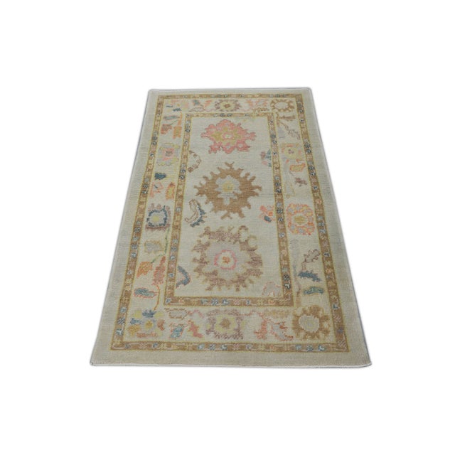 Textile Early 21st Century Multicolor Handwoven Turkish Oushak Rug 3'3" X 5'6" For Sale - Image 7 of 8