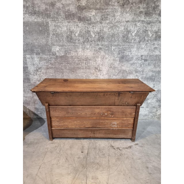 19th century solid oak France country bakery cabinet with original hinges and natural aged rustic patina.