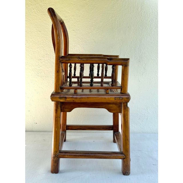 Chinese Mid 19th Century Antique Chinese Elm Wood Vintage Chinese Side Chair- With a Warm Golden Glow! For Sale - Image 3 of 12