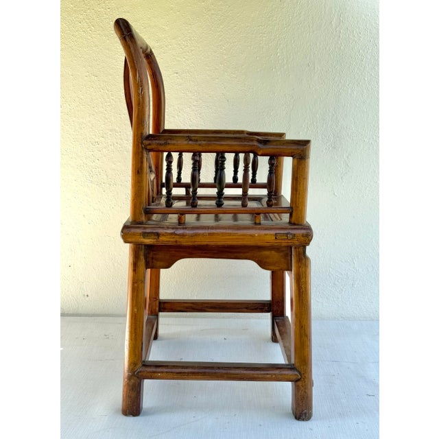Chinese Side Chair : Mid 19th Century Antique Chinese Elm Wood Vintage Chinese Side Chair- With a Warm Golden Glow! For Sale - Image 3 of 12