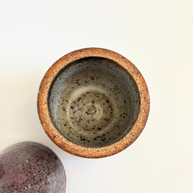 Gray Two Toned Studio Pottery Container For Sale - Image 8 of 10