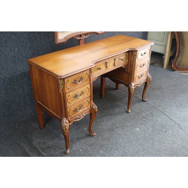 Mid 20th Century Louis XV Style Walnut Vanity For Sale - Image 5 of 8