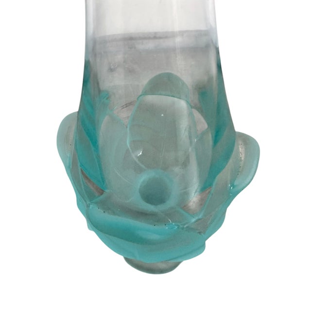 1960s The Retro Bloom: A Mid-Century Modern Classic Aquamarine Bud Vase by Viking Glass For Sale - Image 9 of 13