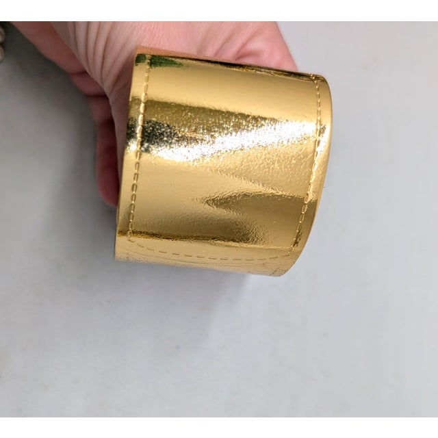 Vintage 1980s Signed Monet Wide Goldtone Cuff Bracelet For Sale - Image 9 of 14