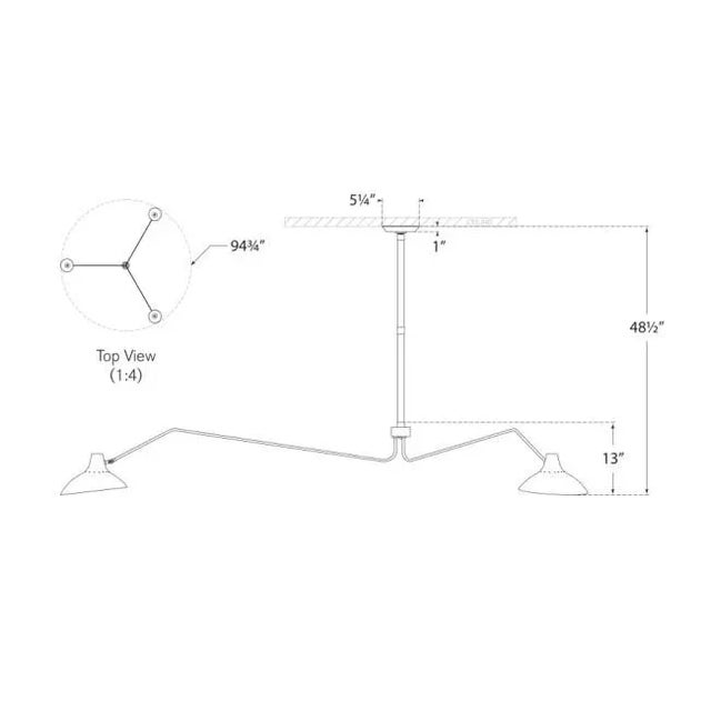 Modern AERIN for Visual Comfort Signature Charlton Grande Triple-Arm Chandelier in White For Sale - Image 3 of 3
