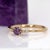 Metal Ceylon Purple Sapphire and Natural Diamonds Ring in Solid 14k Gold - Round 4mm, Size 6.75 For Sale - Image 7 of 12
