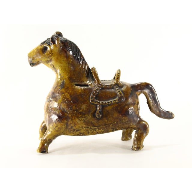 An outstanding Folk Art ceramic figurine Shaped as a horse earthenware coin bank All hand crafted and decorated Covered...