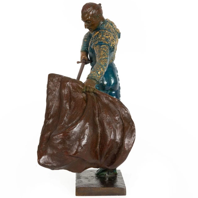 Modern American Bronze Sculpture “Matador With Cape” (1953) by Malvina Hoffman For Sale - Image 3 of 12