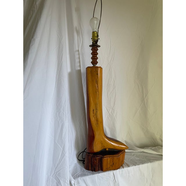 1990s Folk Art Foot Lamp For Sale - Image 12 of 13