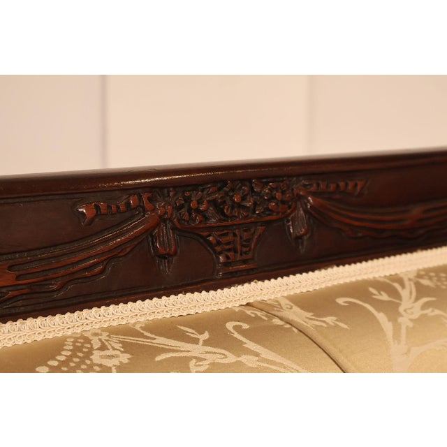 Federal Sheraton Style Upholstered Sofa With Carved Wood Frame For Sale - Image 10 of 18