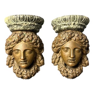 Decorative Brackets in Bronze and Verde Alpi Marble, Early 19th Century, Set of 2 For Sale