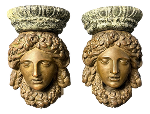 Decorative Brackets in Bronze and Verde Alpi Marble, Early 19th Century, Set of 2