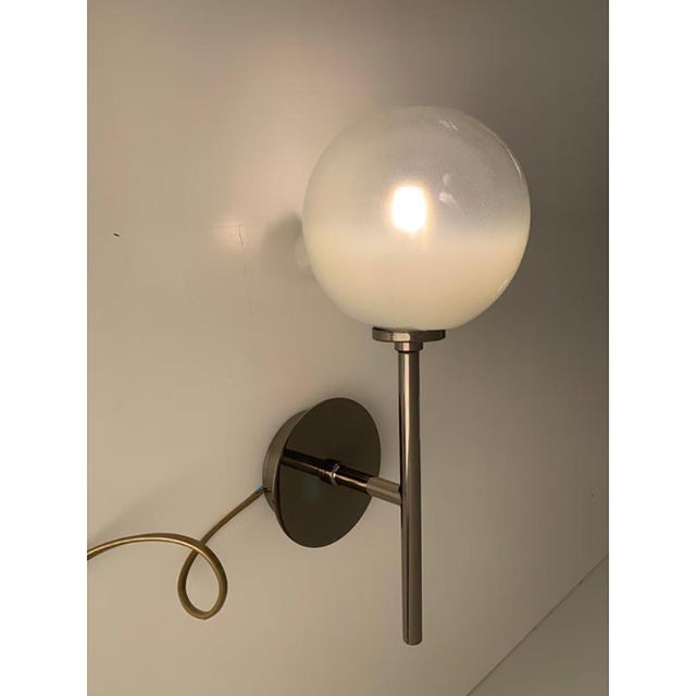Early 21st Century Gradient White Sphere in Black Nikel Wall Sconces, Set of 2 For Sale - Image 5 of 9