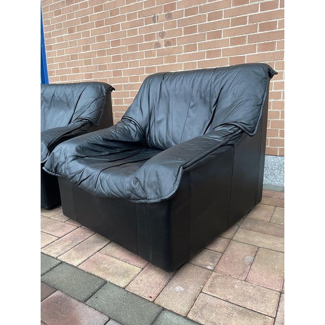 Set of Armchairs in Black Leather, Italy, 1980s For Sale - Image 9 of 18