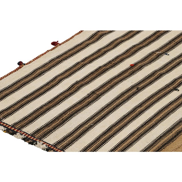 1950s 1950s Vintage Persian Kilim With Beige and Brown Stripes by Rug & Kilim For Sale - Image 5 of 8
