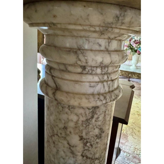 Mid 19th Century Neoclassical Italian Carrara Marble Pedestal, 19th Century For Sale - Image 5 of 8