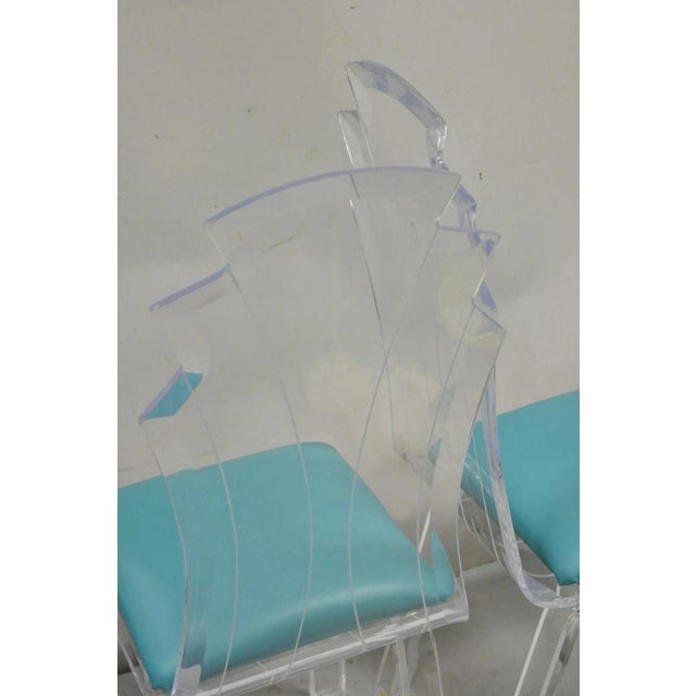 Vintage Mid Century Modern Sculptural Lucite Dining Table & 4 Chairs - 5 Pc Set For Sale - Image 9 of 11
