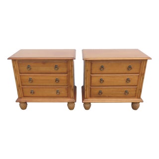 Tommy Bahama Costal Pineapple Design Large Nightstands Side End Tables 6435 For Sale