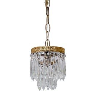 1950s Italian Brass Upside Down Layered Cake Chandelier For Sale