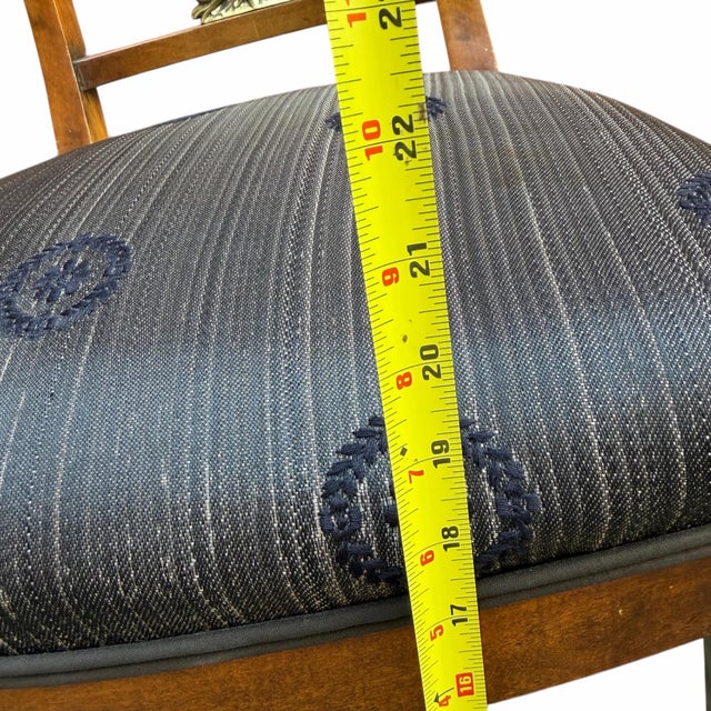 Mid Century Mahogany and Brass Lyre Back Dining Chairs - A Pair For Sale - Image 10 of 12