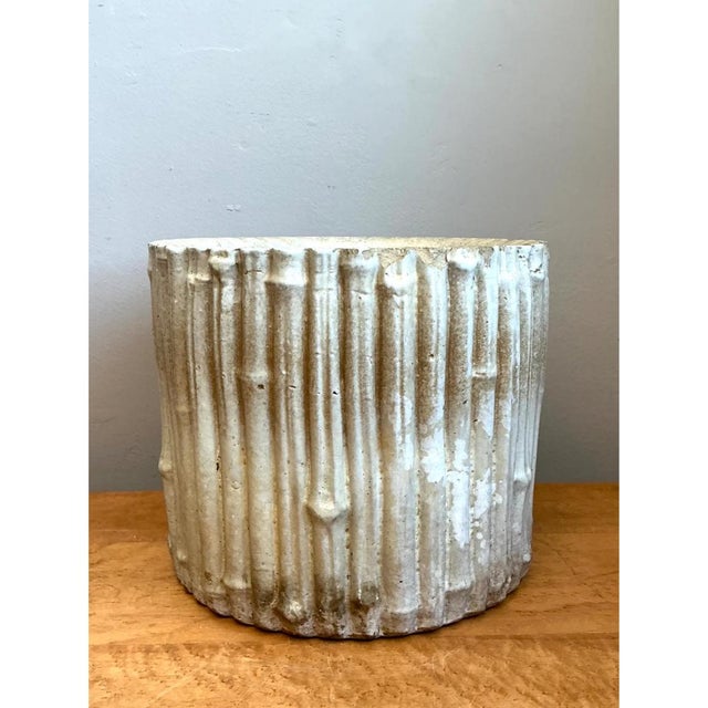 Late 20th Century Vintage Faux Bamboo White Ceramic Pot For Sale - Image 5 of 12