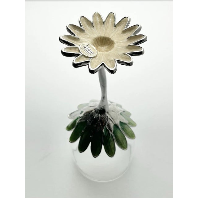 Green Forever International Green Enamel Metal Flower Wine Glasses - Set of 4 For Sale - Image 8 of 9