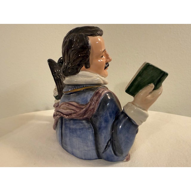 Gothic 1990s Fitz and Floyd Edgar Allan Poe Character Jug With Raven – Literary Figural Pitcher For Sale - Image 3 of 9