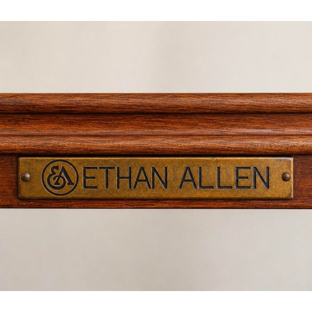 1980s Vintage Ethan Allen Legacy Collection Three-Tier Rattan Console Sofa Table For Sale - Image 5 of 11