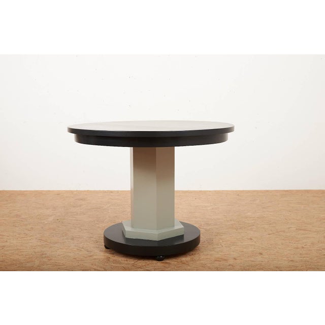 Wooden Round Table in Black Grey, 1930s, in Good conditions. Designed 1920 to 1949